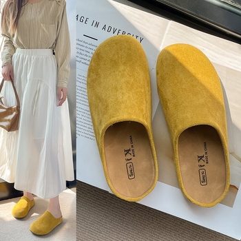 Γυναικείες σάνδαλα slip-on με φαρδιά σόλα, PU επάνω μέρος, καουτσούκ σόλα, καλοκαίρι 2025