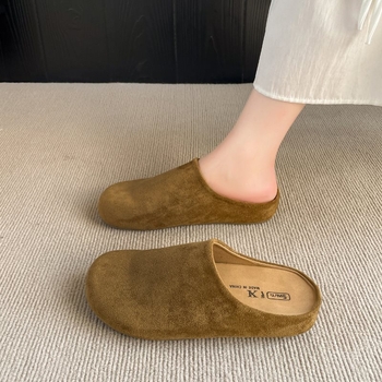 Γυναικείες σάνδαλα slip-on με φαρδιά σόλα, PU επάνω μέρος, καουτσούκ σόλα, καλοκαίρι 2025