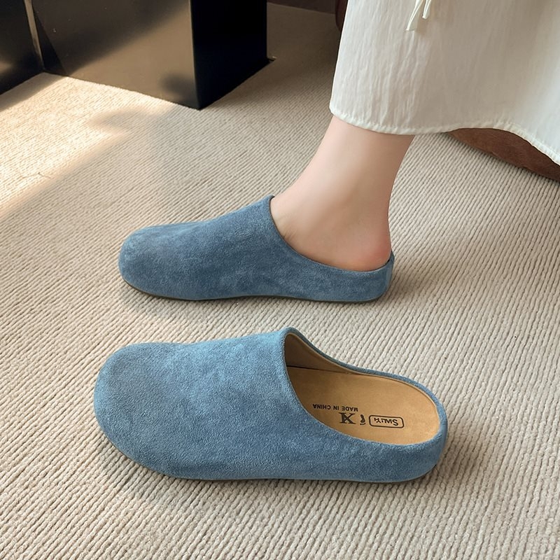 Γυναικείες σάνδαλα slip-on με φαρδιά σόλα, PU επάνω μέρος, καουτσούκ σόλα, καλοκαίρι 2025