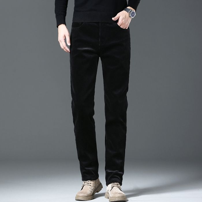 Kordurove pamukne hlače, ravni kroj, srednji pojas, zatvarač, fleksi materijal