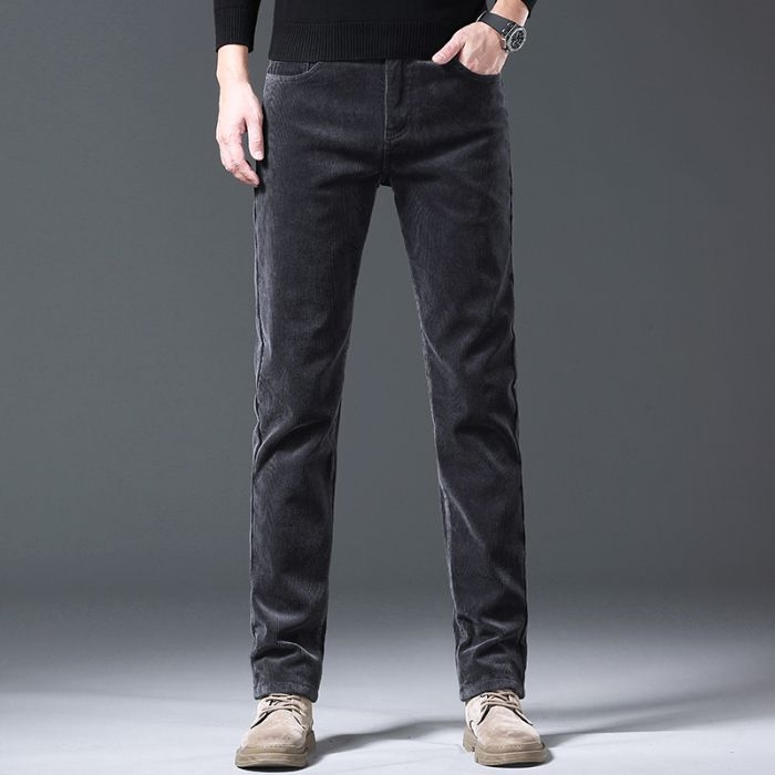 Kordurove pamukne hlače, ravni kroj, srednji pojas, zatvarač, fleksi materijal