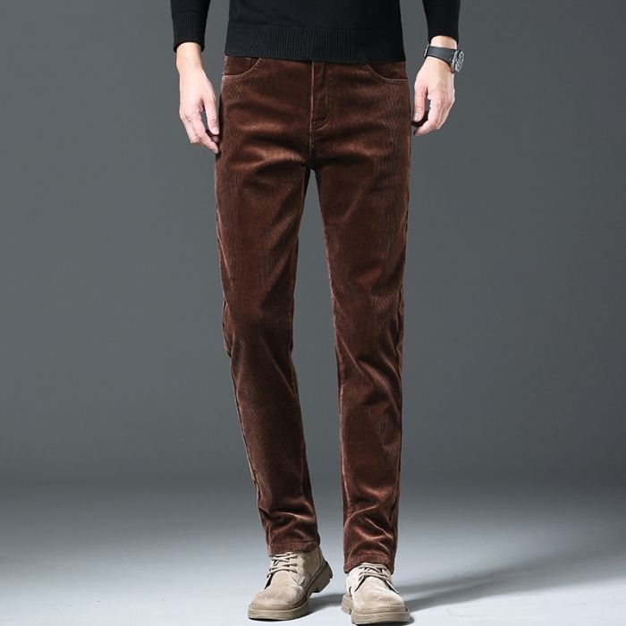 Kordurove pamukne hlače, ravni kroj, srednji pojas, zatvarač, fleksi materijal