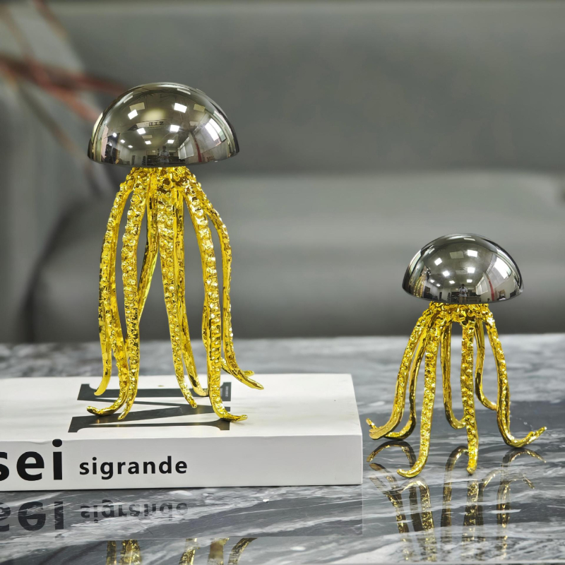 Skulptura meduze od legure – morska umjetnička tema, dekorativni dodatak za dom i ured, lagani luksuzni stil