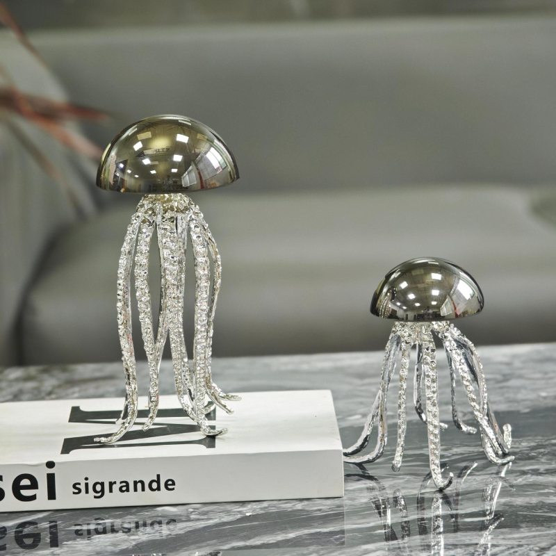 Skulptura meduze od legure – morska umjetnička tema, dekorativni dodatak za dom i ured, lagani luksuzni stil