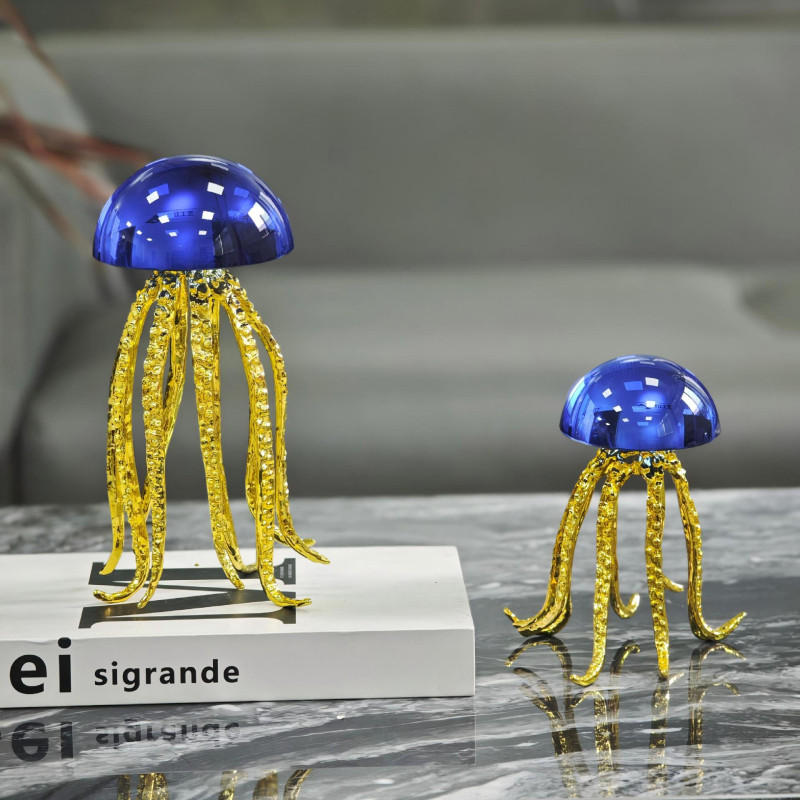 Skulptura meduze od legure – morska umjetnička tema, dekorativni dodatak za dom i ured, lagani luksuzni stil