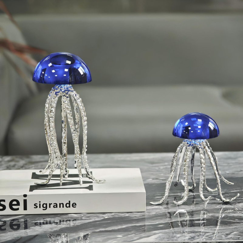 Skulptura meduze od legure – morska umjetnička tema, dekorativni dodatak za dom i ured, lagani luksuzni stil