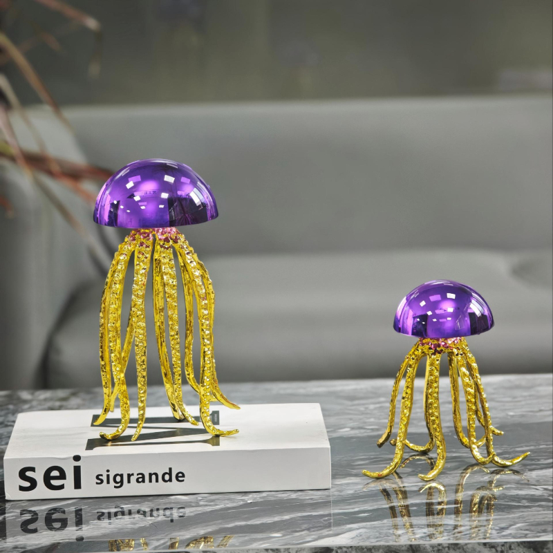 Skulptura meduze od legure – morska umjetnička tema, dekorativni dodatak za dom i ured, lagani luksuzni stil