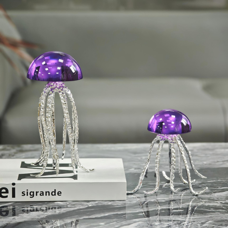 Skulptura meduze od legure – morska umjetnička tema, dekorativni dodatak za dom i ured, lagani luksuzni stil