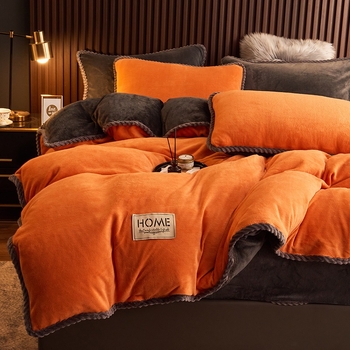 Комплект спално бельо от мляко кадифе, четири части, реактивно печатане и боядисване, модерен минималистичен стил, модел 3283093