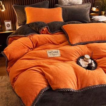 Комплект спално бельо от мляко кадифе, четири части, реактивно печатане и боядисване, модерен минималистичен стил, модел 3283093