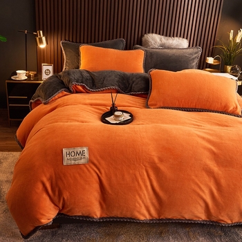 Комплект спално бельо от мляко кадифе, четири части, реактивно печатане и боядисване, модерен минималистичен стил, модел 3283093