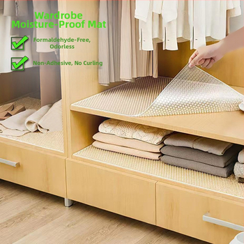 Virtuvės spintelės stalčiaus drėgmės atsparus kilimėlis su EVA atspariu vandeniui sluoksniu ant PE pagrindo (EVA 99% turinys), šiuolaikinis minimalistinis dizainas