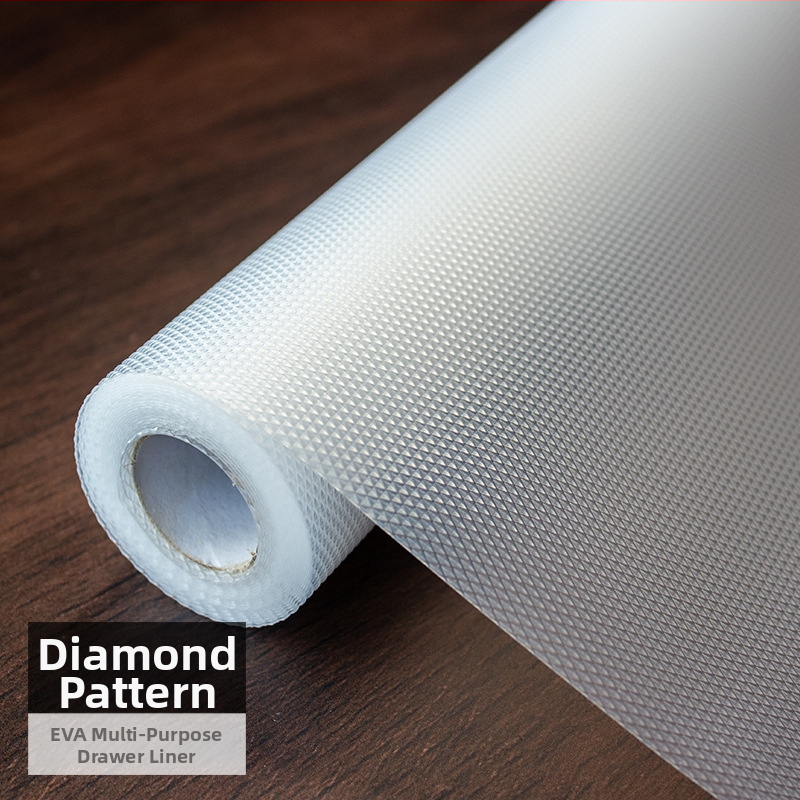 Virtuvės spintelės stalčiaus drėgmės atsparus kilimėlis su EVA atspariu vandeniui sluoksniu ant PE pagrindo (EVA 99% turinys), šiuolaikinis minimalistinis dizainas