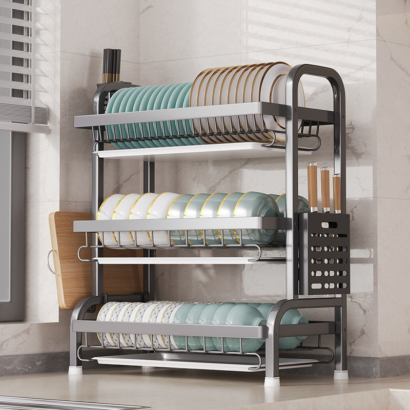 Кухненски рафт за съдове, сгъваем, от въглеродна стомана, прост и модерен стил, пуснат през зимата на 2017 г.