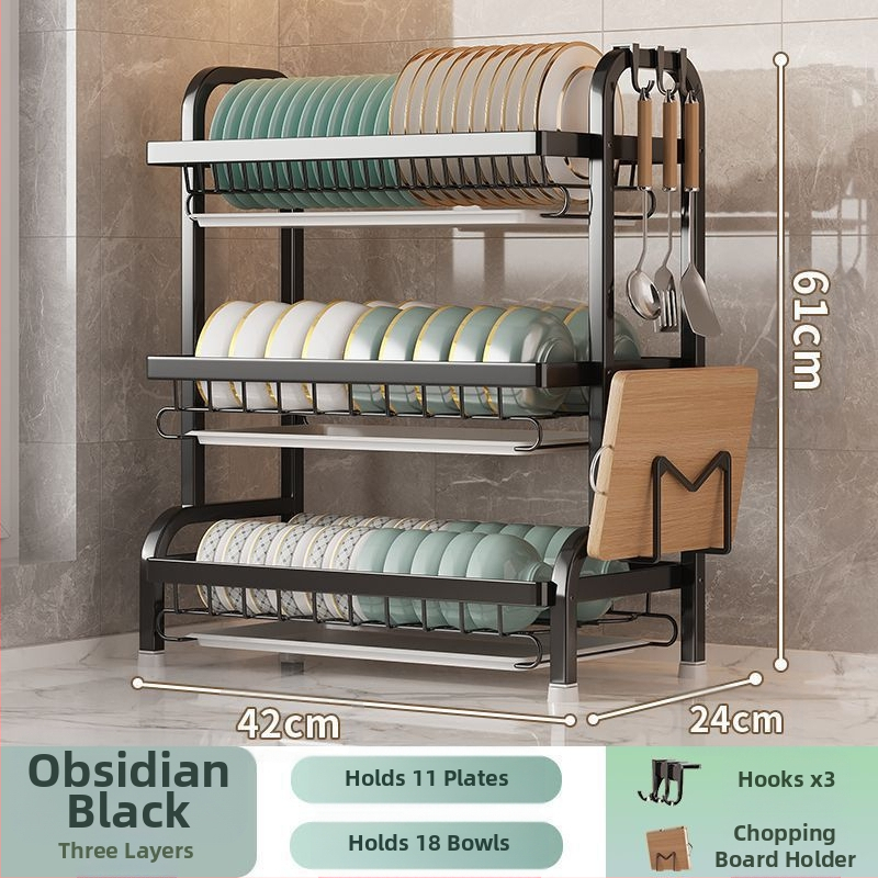 Кухненски рафт за съдове, сгъваем, от въглеродна стомана, прост и модерен стил, пуснат през зимата на 2017 г.