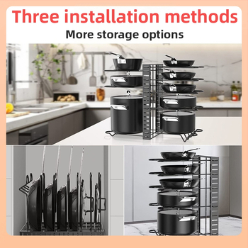 Κουζίνας ράφι καπακιών κατσαρόλας — Πτυσσόμενο, Μετακινημένο, Χωρίς εγκατάσταση, Πολυεπίπεδο, από χάλυβα άνθρακα