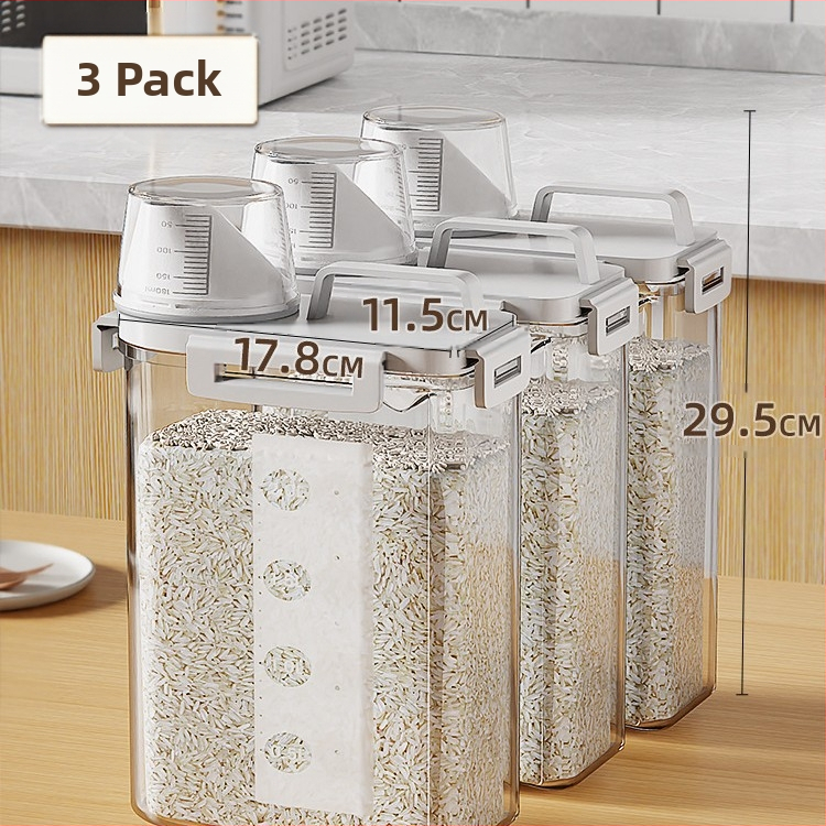 Ryžių ir grūdų laikymo dėžutė, atspari drėgmei, sandari, plastmasinė, japonų stiliaus