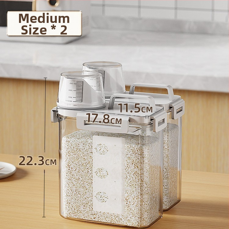 Ryžių ir grūdų laikymo dėžutė, atspari drėgmei, sandari, plastmasinė, japonų stiliaus