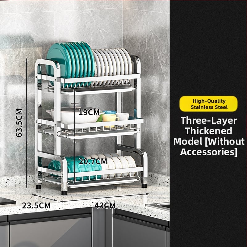 Nerūsējošā tērauda virtuves trauku plaukts — daudzslāņains žāvētājs, mūsdienīgs vienkāršs stils