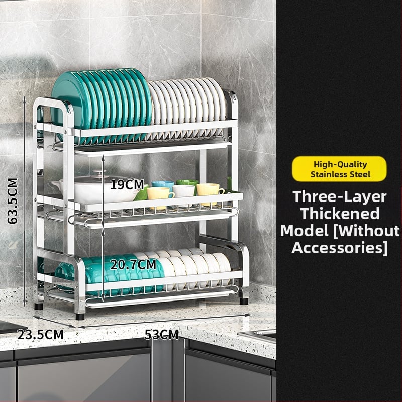 Nerūsējošā tērauda virtuves trauku plaukts — daudzslāņains žāvētājs, mūsdienīgs vienkāršs stils