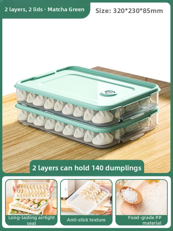 Koldūnų ir wontonų laikymo dėžutė, maisto kokybės PP, šaldytuvo ir šaldiklio organizatorius