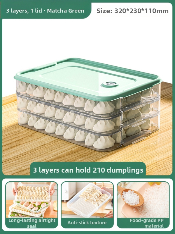Koldūnų ir wontonų laikymo dėžutė, maisto kokybės PP, šaldytuvo ir šaldiklio organizatorius