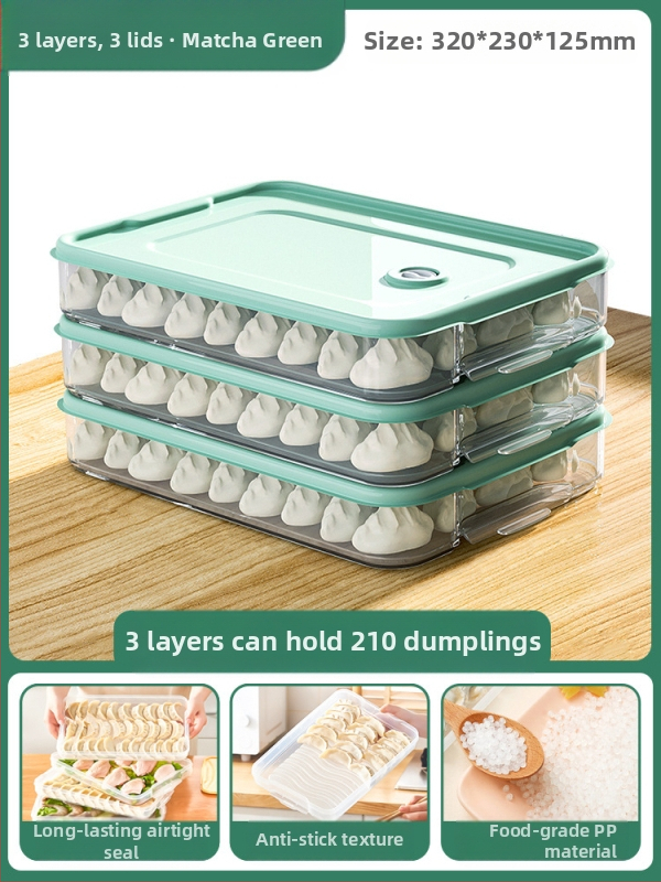 Koldūnų ir wontonų laikymo dėžutė, maisto kokybės PP, šaldytuvo ir šaldiklio organizatorius