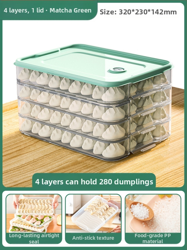 Koldūnų ir wontonų laikymo dėžutė, maisto kokybės PP, šaldytuvo ir šaldiklio organizatorius