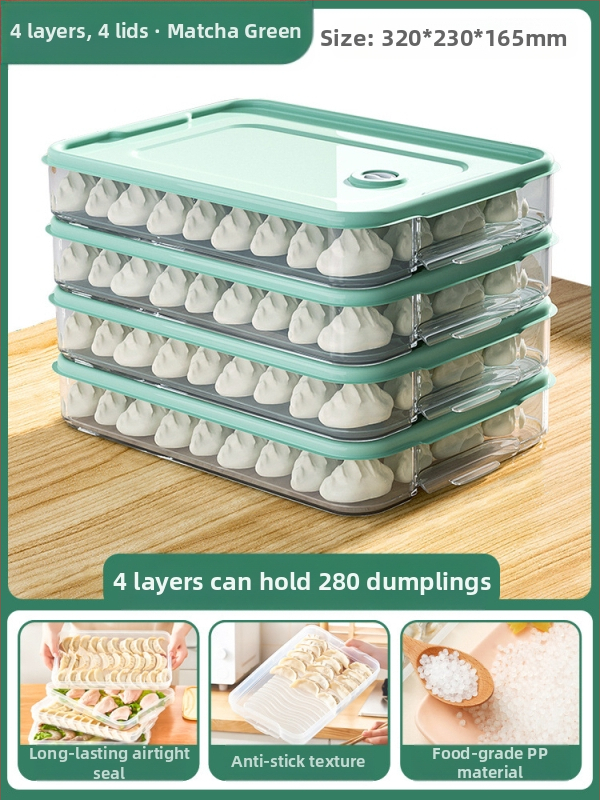 Koldūnų ir wontonų laikymo dėžutė, maisto kokybės PP, šaldytuvo ir šaldiklio organizatorius