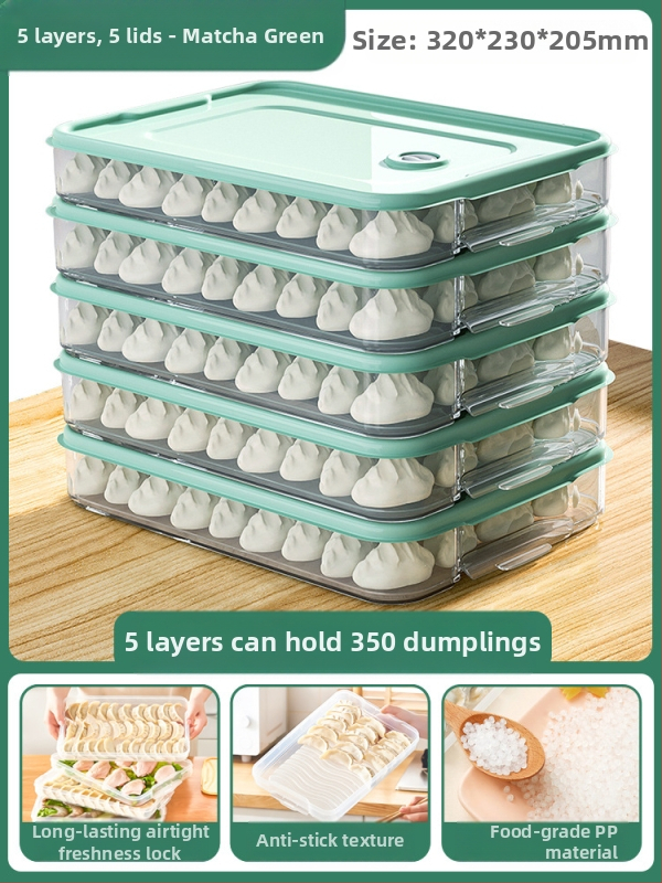 Koldūnų ir wontonų laikymo dėžutė, maisto kokybės PP, šaldytuvo ir šaldiklio organizatorius