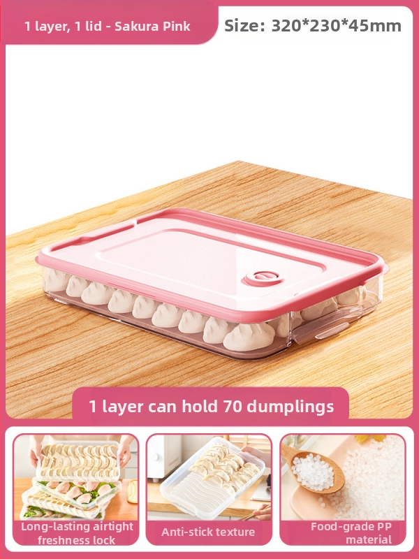 Koldūnų ir wontonų laikymo dėžutė, maisto kokybės PP, šaldytuvo ir šaldiklio organizatorius