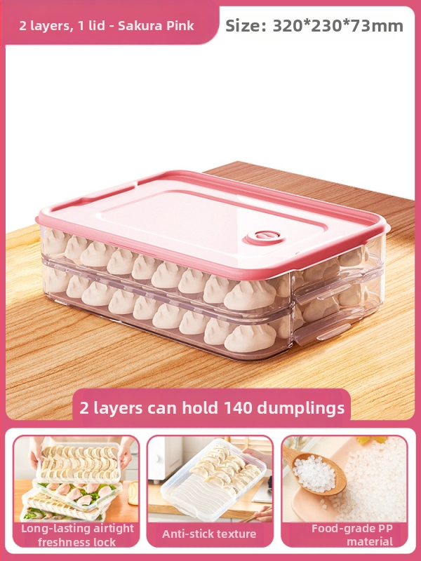 Koldūnų ir wontonų laikymo dėžutė, maisto kokybės PP, šaldytuvo ir šaldiklio organizatorius