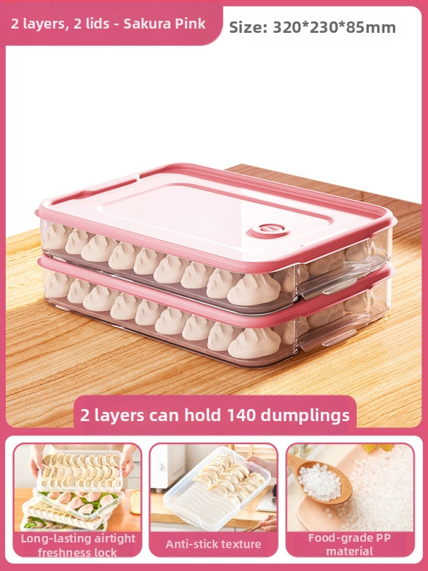Koldūnų ir wontonų laikymo dėžutė, maisto kokybės PP, šaldytuvo ir šaldiklio organizatorius