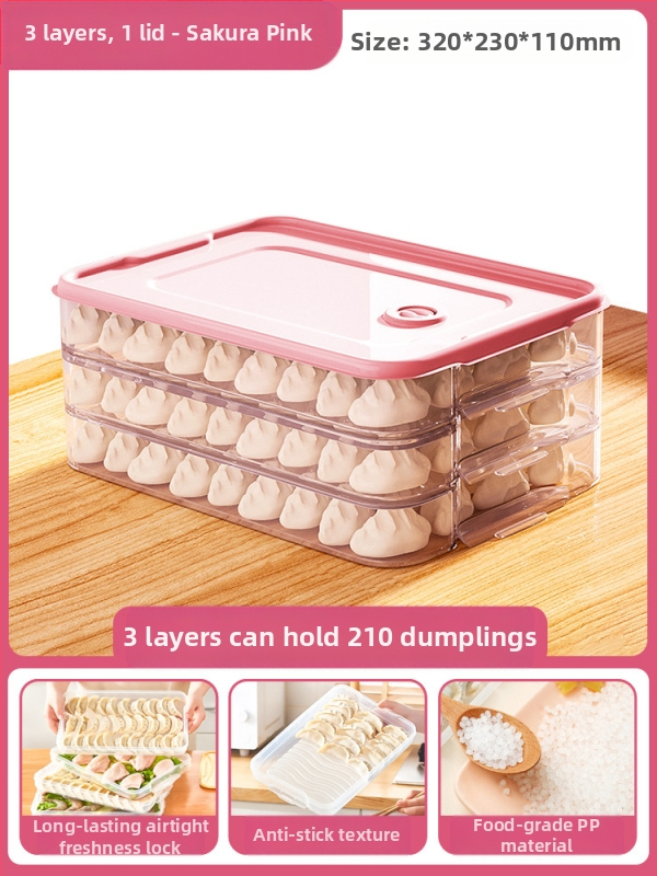 Koldūnų ir wontonų laikymo dėžutė, maisto kokybės PP, šaldytuvo ir šaldiklio organizatorius