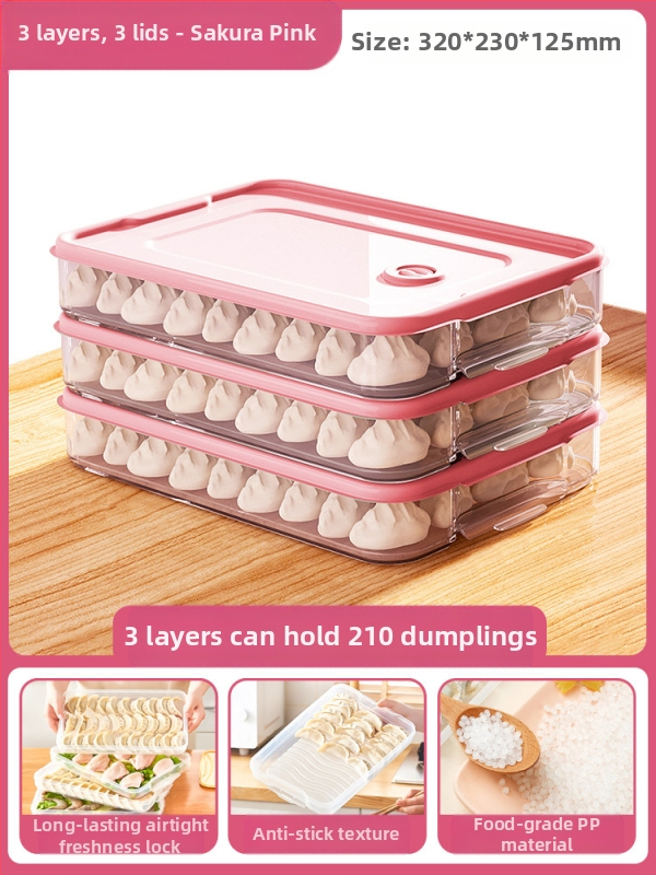 Koldūnų ir wontonų laikymo dėžutė, maisto kokybės PP, šaldytuvo ir šaldiklio organizatorius