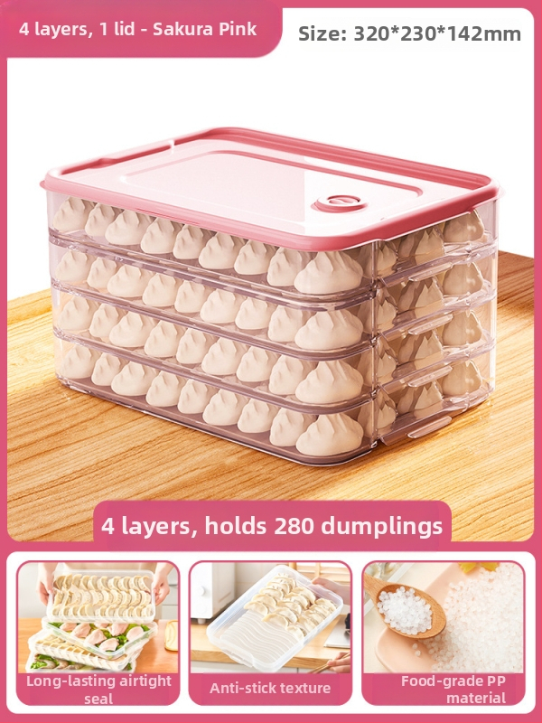 Koldūnų ir wontonų laikymo dėžutė, maisto kokybės PP, šaldytuvo ir šaldiklio organizatorius