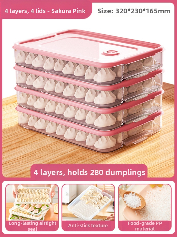 Koldūnų ir wontonų laikymo dėžutė, maisto kokybės PP, šaldytuvo ir šaldiklio organizatorius
