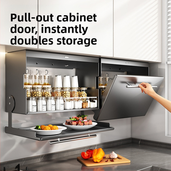 Ραφιέρα μπαχαρικών τοίχου κάτω από ντουλάπι κουζίνας (Μάρκα: Lu Bao; Υλικό: χάλυβας άνθρακα; Λειτουργία: πολυλειτουργικός; Τοποθέτηση: τοίχος; Στυλ: μοντέρνο μινιμαλιστικό)