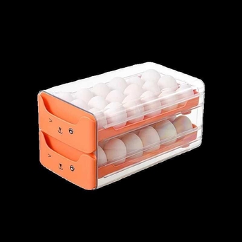 Olu laikymo dėžutė šaldytuvui su stalčiumi, maisto kokybės, žąsų kiaušinių organizatorius, sidabrinė, japoniško stiliaus