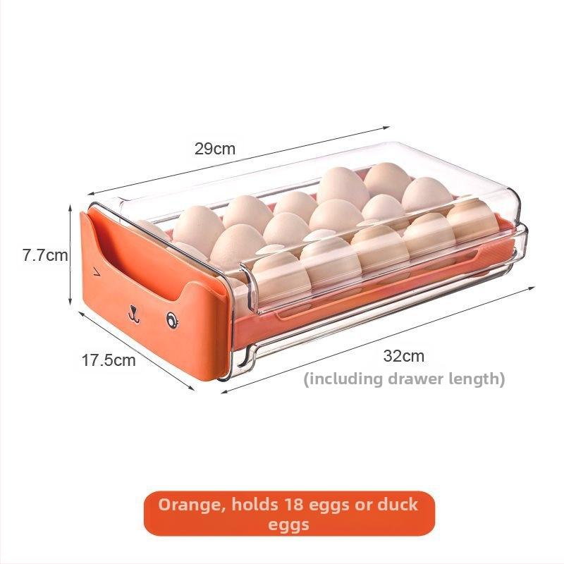 Olu laikymo dėžutė šaldytuvui su stalčiumi, maisto kokybės, žąsų kiaušinių organizatorius, sidabrinė, japoniško stiliaus