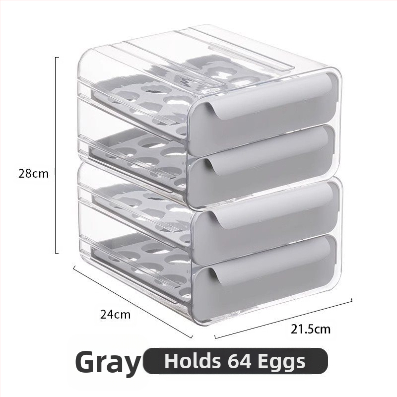 Olu laikymo dėžutė šaldytuvui su stalčiumi, maisto kokybės, žąsų kiaušinių organizatorius, sidabrinė, japoniško stiliaus
