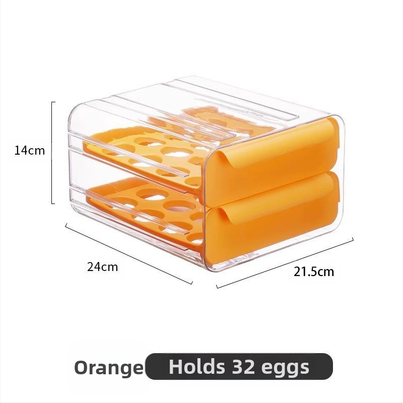 Olu laikymo dėžutė šaldytuvui su stalčiumi, maisto kokybės, žąsų kiaušinių organizatorius, sidabrinė, japoniško stiliaus