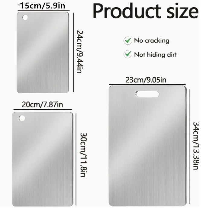 Σανίδα κοπής από ανοξείδωτο ατσάλι, διπλής όψεως, αντιμυκητιακή, αντιβακτηριακή, αντιολισθητική επιφάνεια.