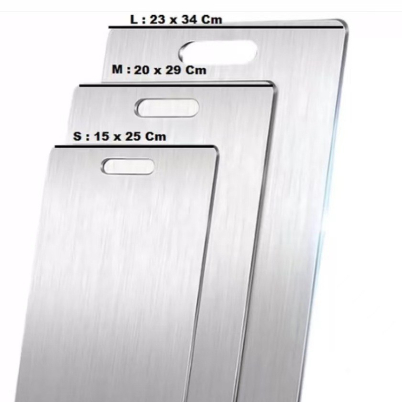 Σανίδα κοπής από ανοξείδωτο ατσάλι, διπλής όψεως, αντιμυκητιακή, αντιβακτηριακή, αντιολισθητική επιφάνεια.