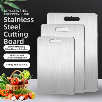 Δίσκος κοπής από ανοξείδωτο ατσάλι, διπλής όψης, κυκλικός, με οπή κρεμάσματος, αντιολισθητικός, βακτηριοστατικός