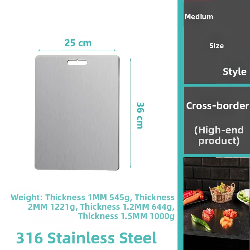 Δίσκος κοπής από ανοξείδωτο ατσάλι, διπλής όψης, κυκλικός, με οπή κρεμάσματος, αντιολισθητικός, βακτηριοστατικός