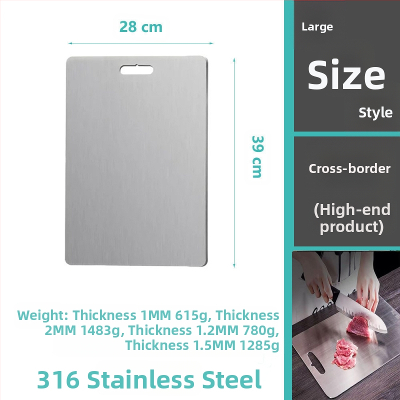 Δίσκος κοπής από ανοξείδωτο ατσάλι, διπλής όψης, κυκλικός, με οπή κρεμάσματος, αντιολισθητικός, βακτηριοστατικός