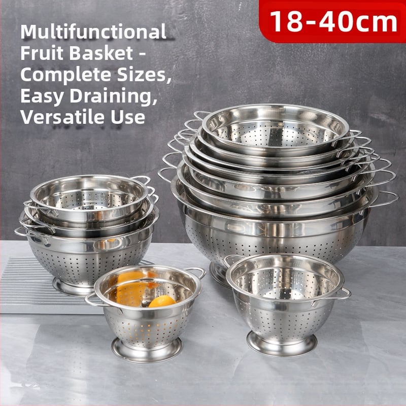 Nerūsējošā tērauda augļu grozs ar drenāžu mazgāšanai augļiem un dārzeņiem — moderns dizains, daudzfunkcionāls