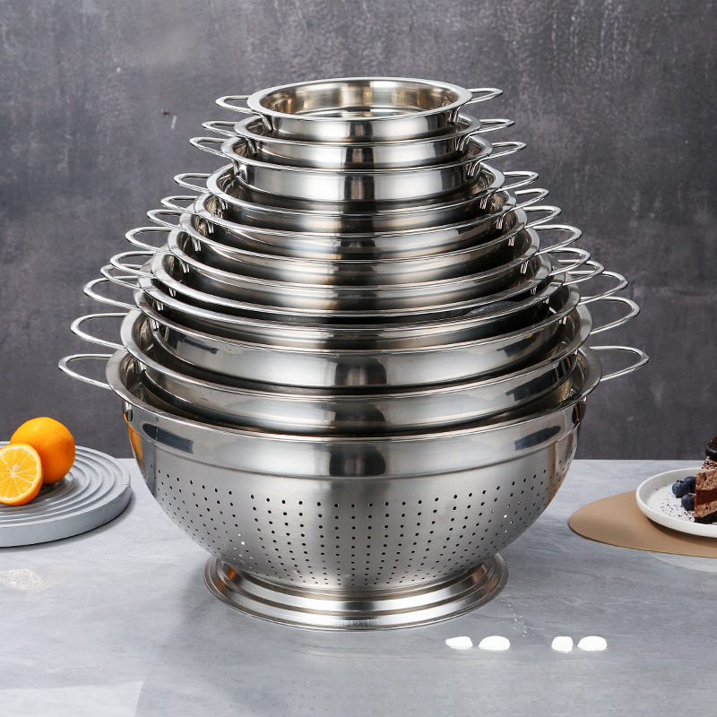 Nerūsējošā tērauda augļu grozs ar drenāžu mazgāšanai augļiem un dārzeņiem — moderns dizains, daudzfunkcionāls