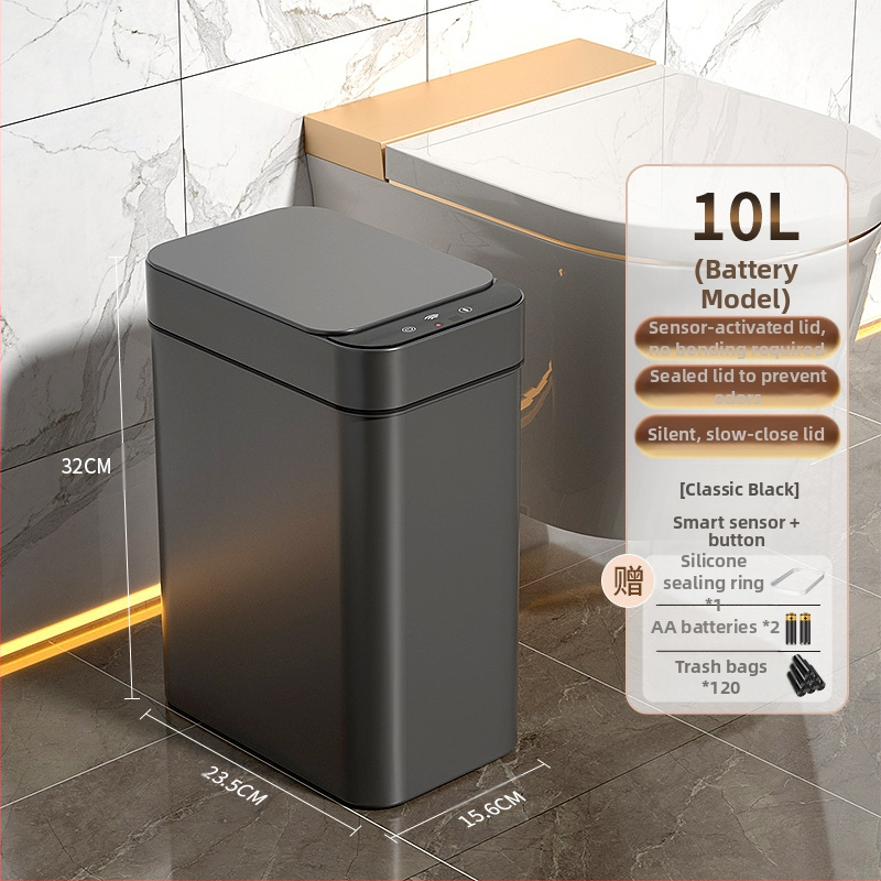 Έξυπνος κάδος απορριμμάτων οικιακής χρήσης – με αισθητήρα, πλήρως αυτοματοποιημένος, πλαστικός, μακρύ κυλινδρικό σχήμα, 100% νέου υλικού